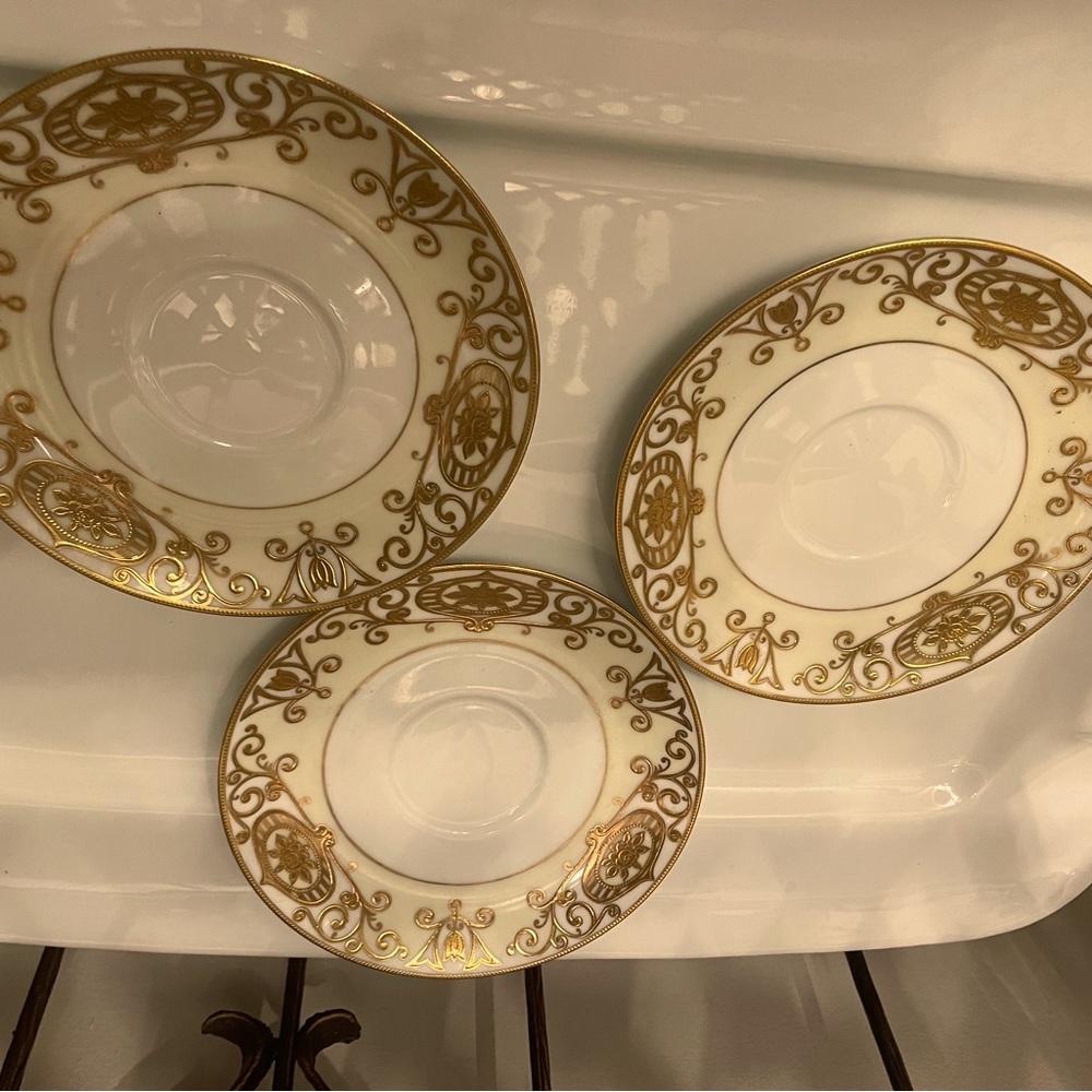 3 Noritake   No 175 Gold flower Scroll motif 3 saucers